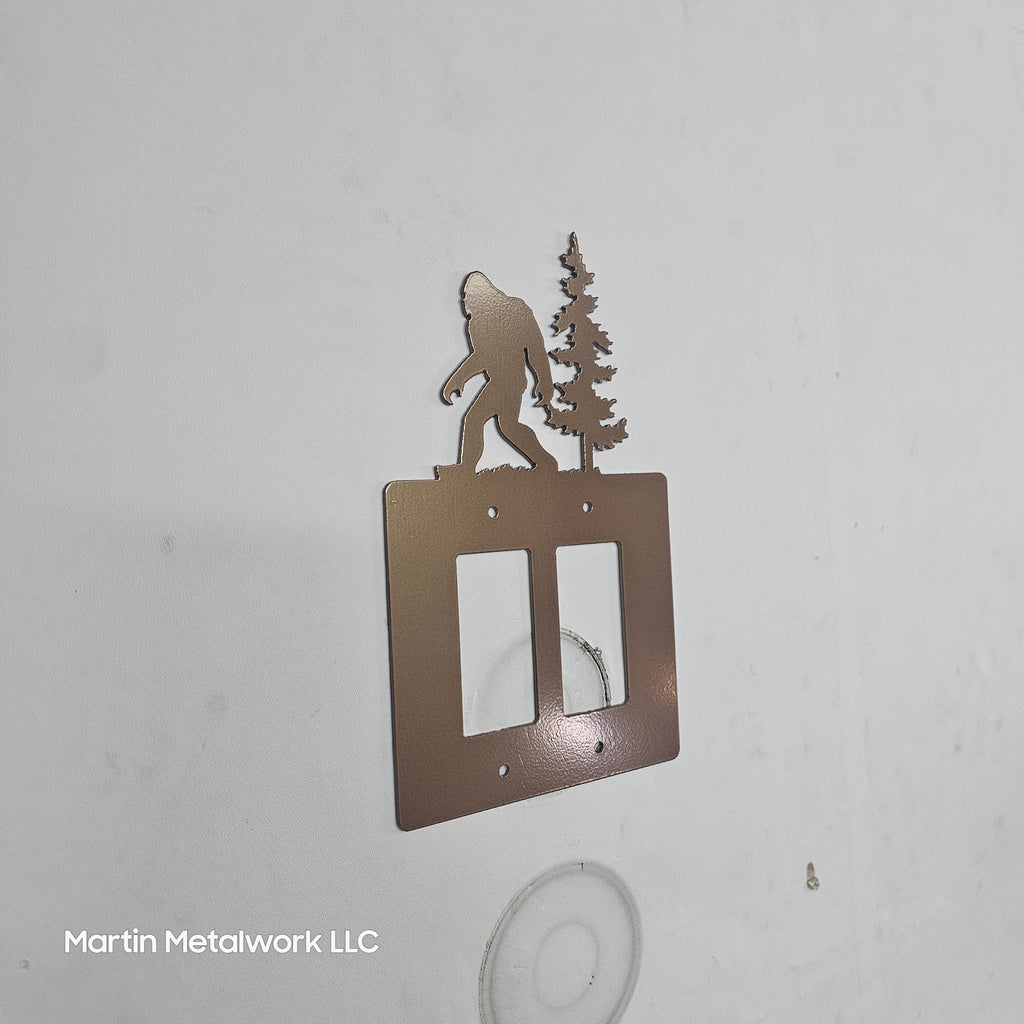 Bigfoot Metal Light Switch Cover – Forest Creature Plate – Powder Coated Steel (Single/Double Gang or Rocker) – Rustic Cabin & Garage Decor