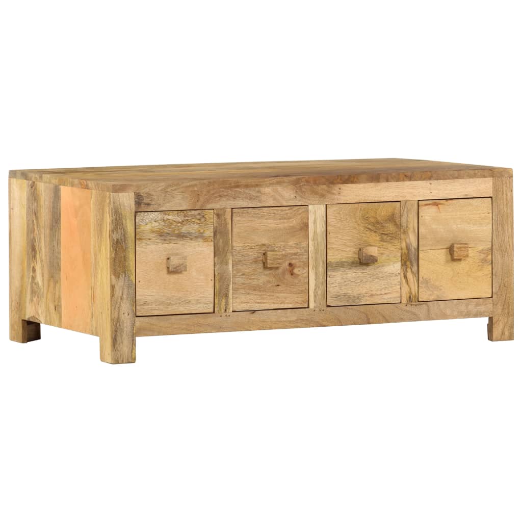 vidaXL Coffee Table with 4 Drawers 35.4"x19.7"x13.8" Solid Mango Wood