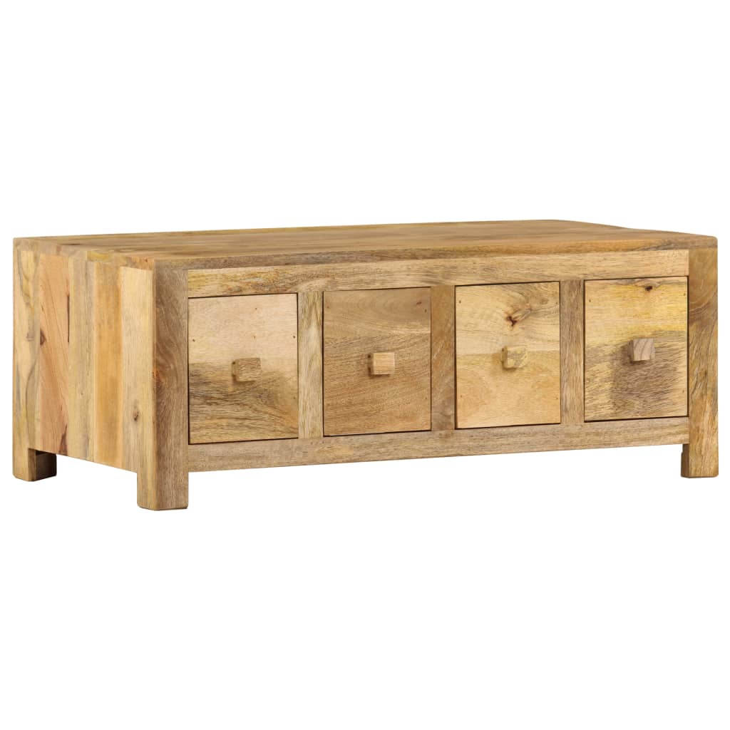 vidaXL Coffee Table with 4 Drawers 35.4"x19.7"x13.8" Solid Mango Wood