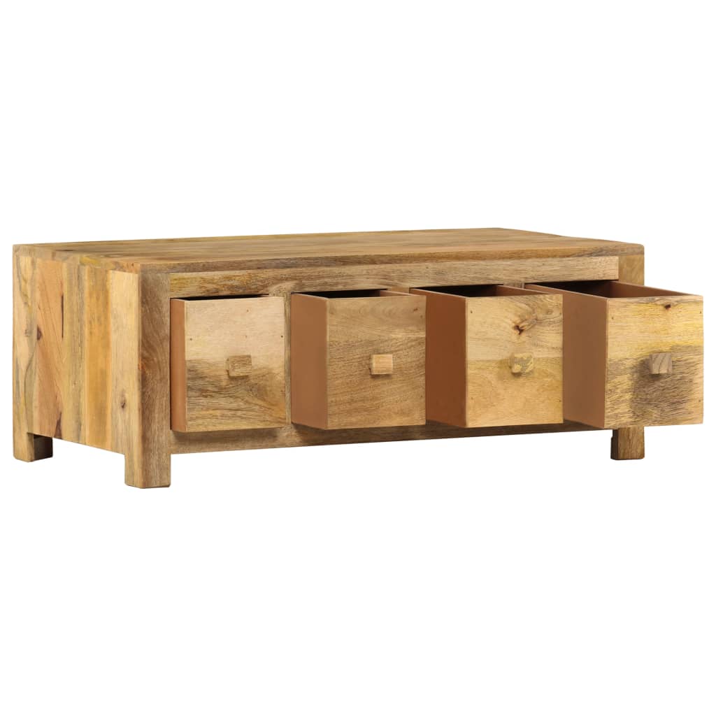 vidaXL Coffee Table with 4 Drawers 35.4"x19.7"x13.8" Solid Mango Wood