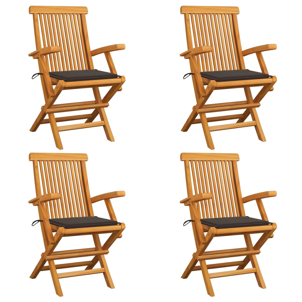 vidaXL Patio Chairs Outdoor Bistro Folding Chair with Cushions Solid Wood Teak