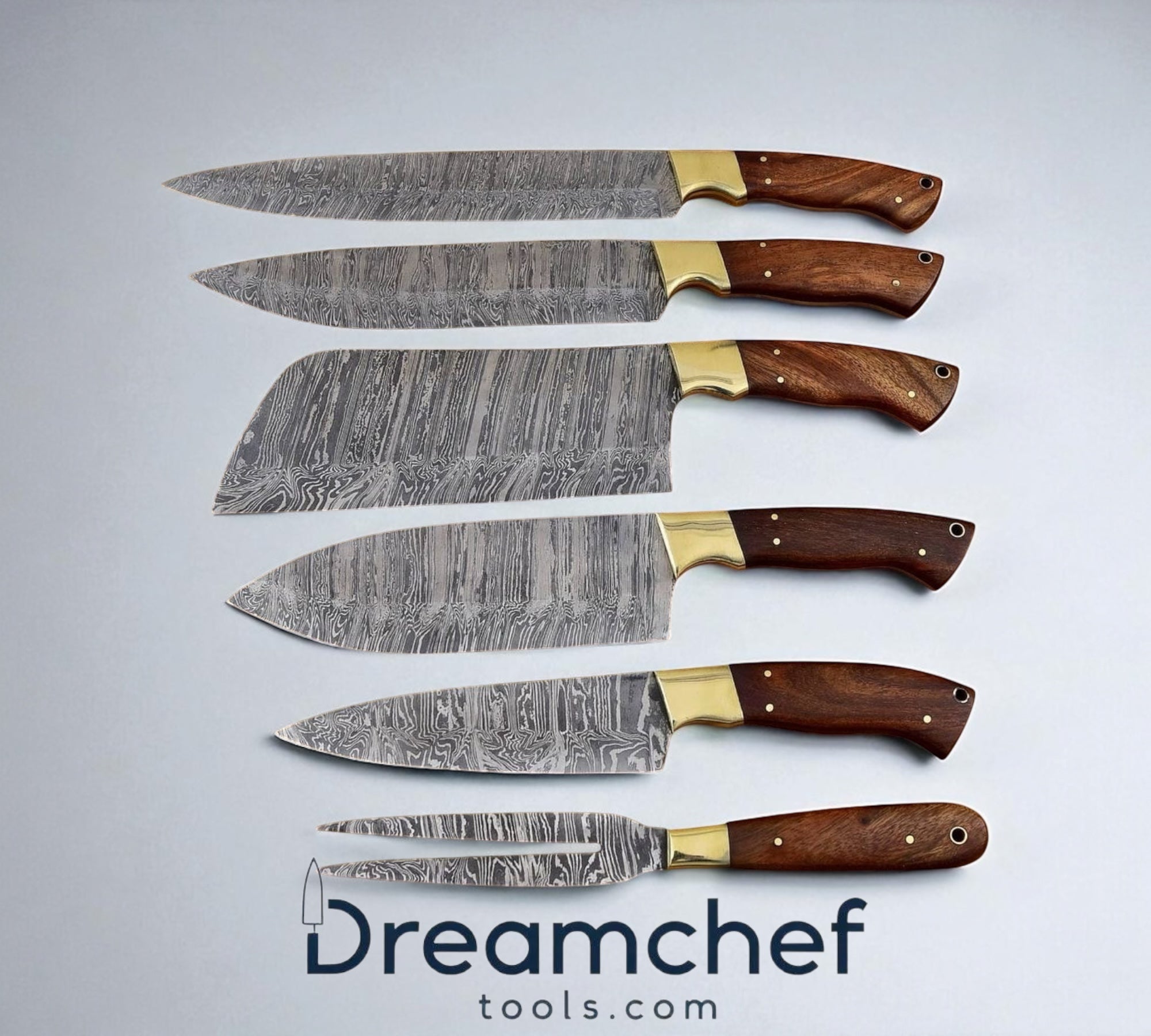 Zwilling Knife Sets – 13” Handmade Damascus Steel Chef Knife with Rosewood Handle & Leather Sheath