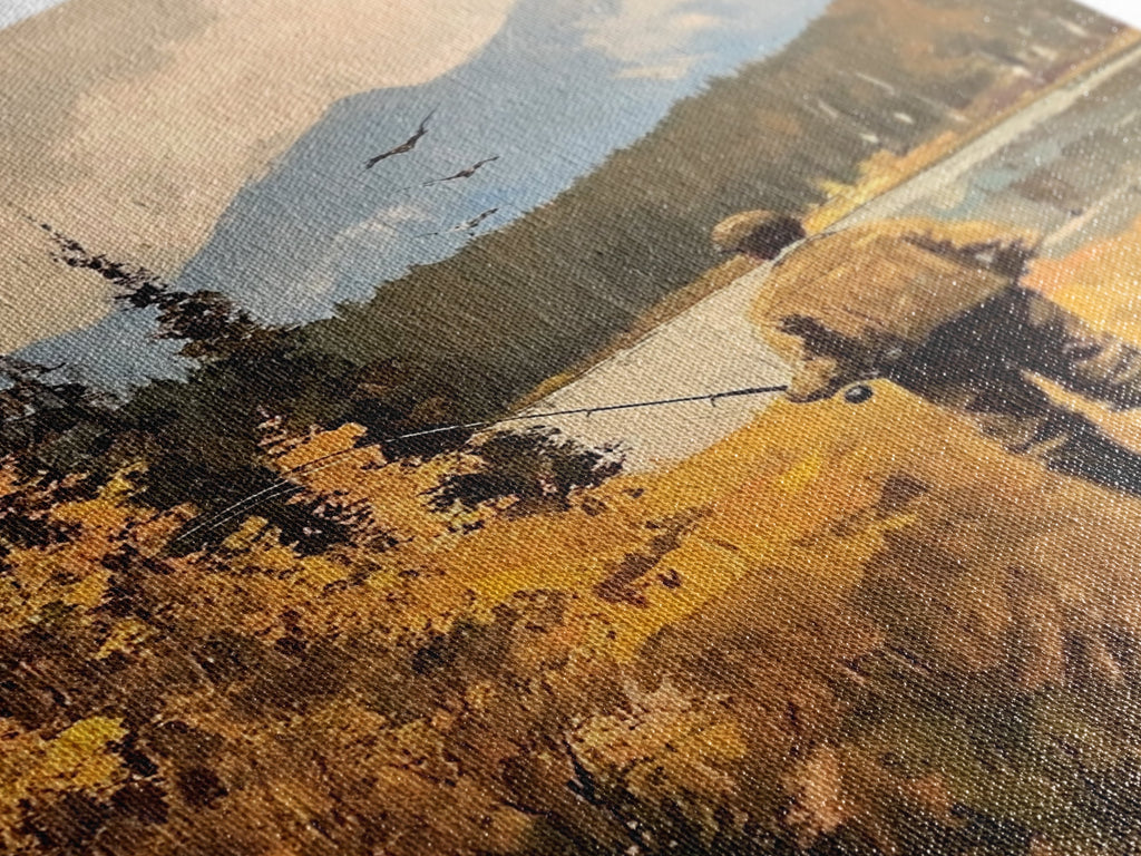 Trout Fly FIshing Wall Art Home Decor, Fly Fishing Painting Canas Print, Cabin Art, Cabin Decor, Fishing Cabin Art, Gift For Dad, Gift For Him