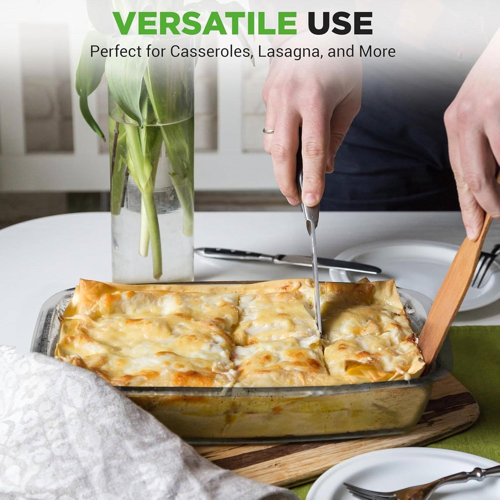 Set of 4 - Rectangular Oven Safe Glass Bakeware Set with Blue Plastic Lids