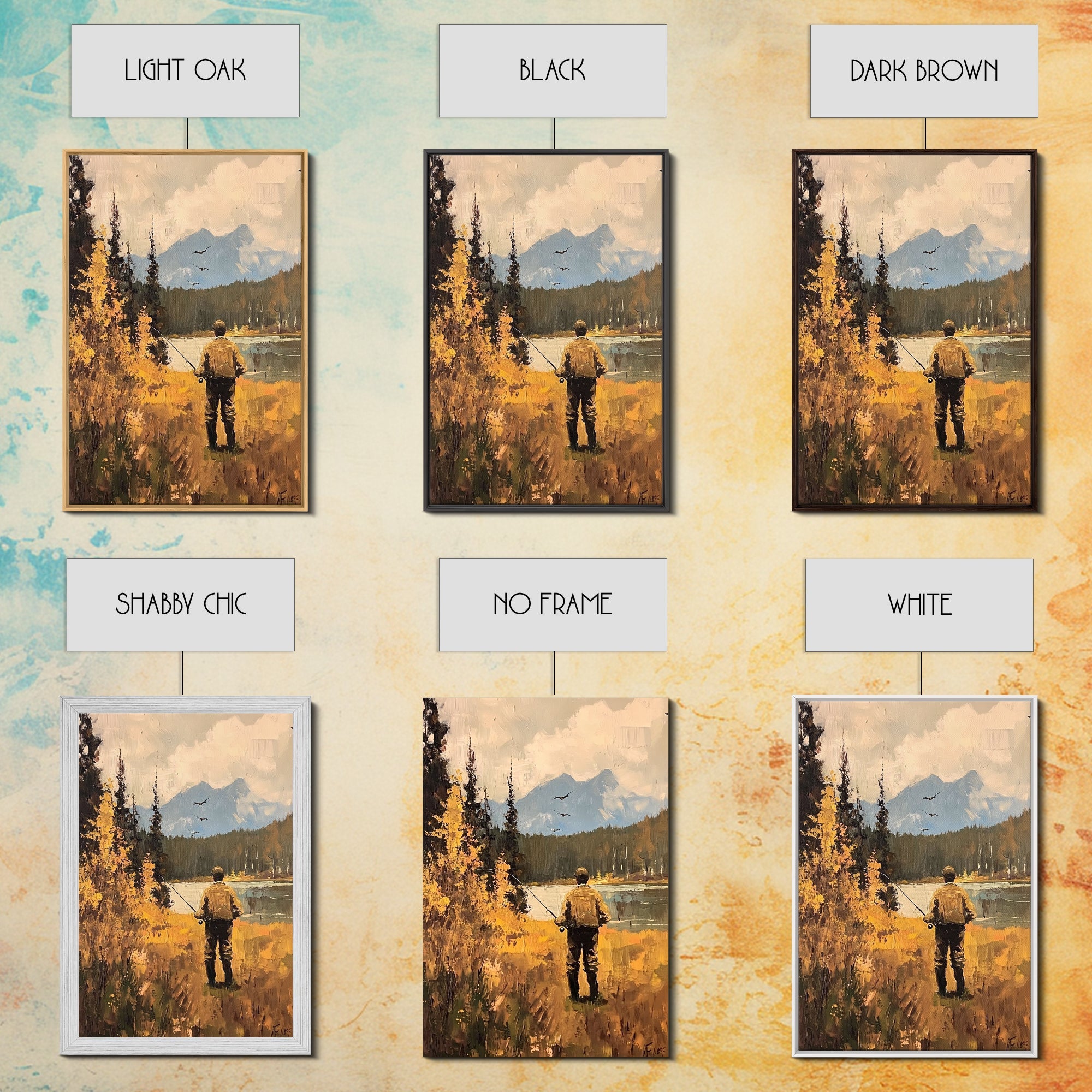 Trout Fly FIshing Wall Art Home Decor, Fly Fishing Painting Canas Print, Cabin Art, Cabin Decor, Fishing Cabin Art, Gift For Dad, Gift For Him