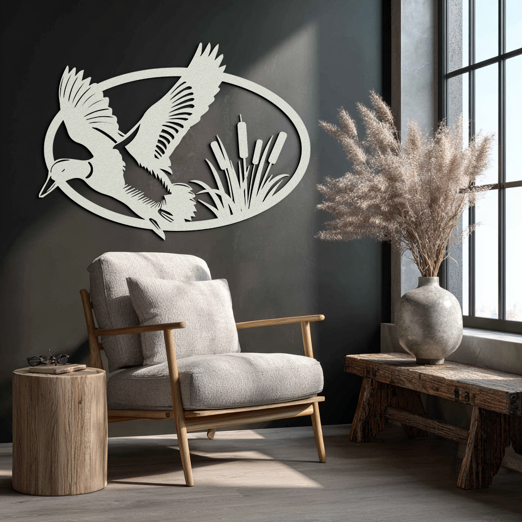 Flying Duck Metal Wall Art - Steel Wall Decor for Home and Cabin - KAF007