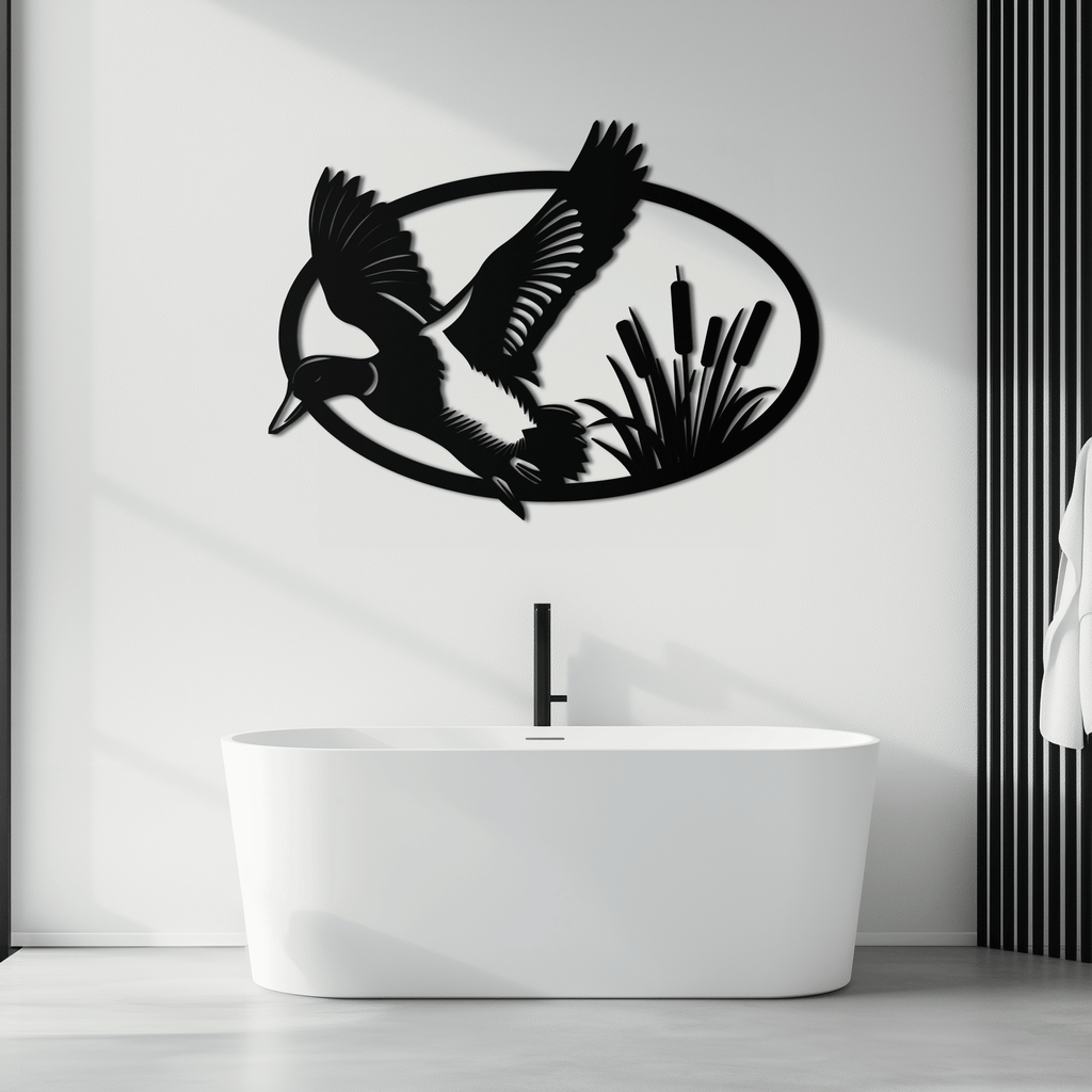 Flying Duck Metal Wall Art - Steel Wall Decor for Home and Cabin - KAF007