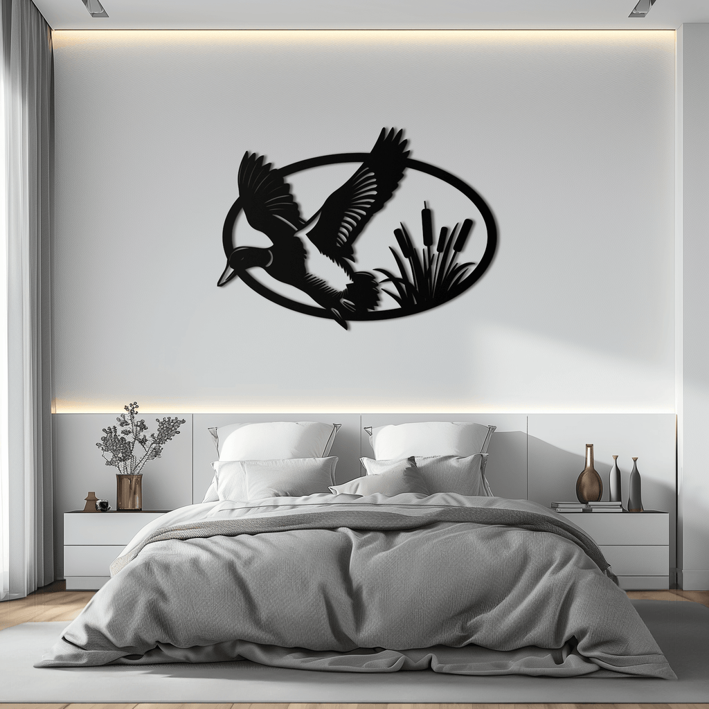 Flying Duck Metal Wall Art - Steel Wall Decor for Home and Cabin - KAF007