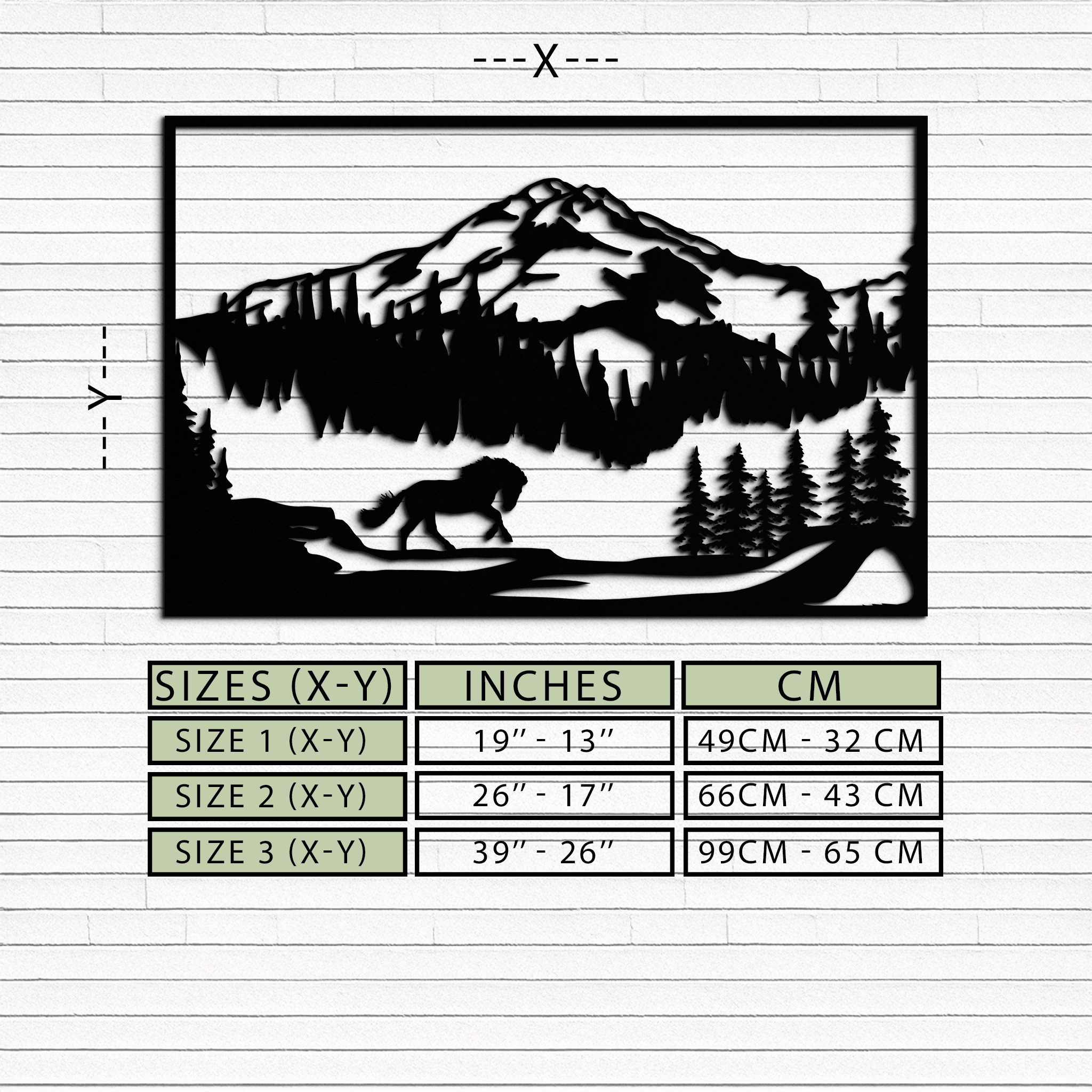 Mountain Horse Metal Wall Art - Steel Wall Decor for Home and Cabin - KAF019