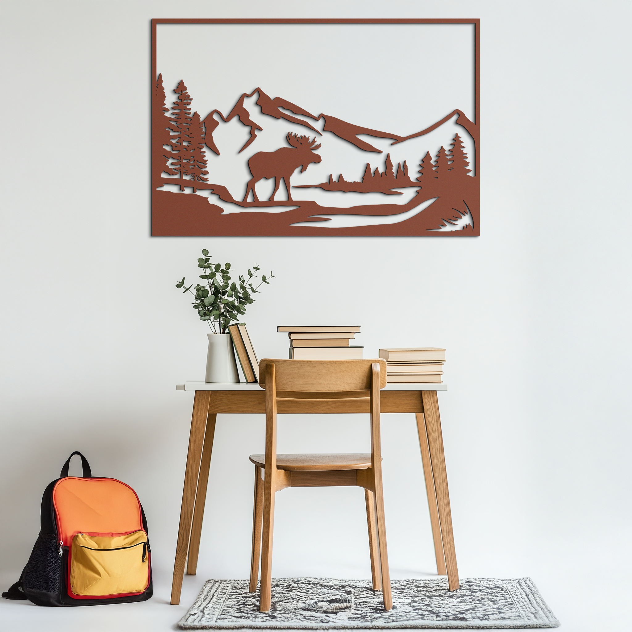 Mountain Moose Metal Wall Art - Steel Wall Decor for Home and Cabin - KAF020