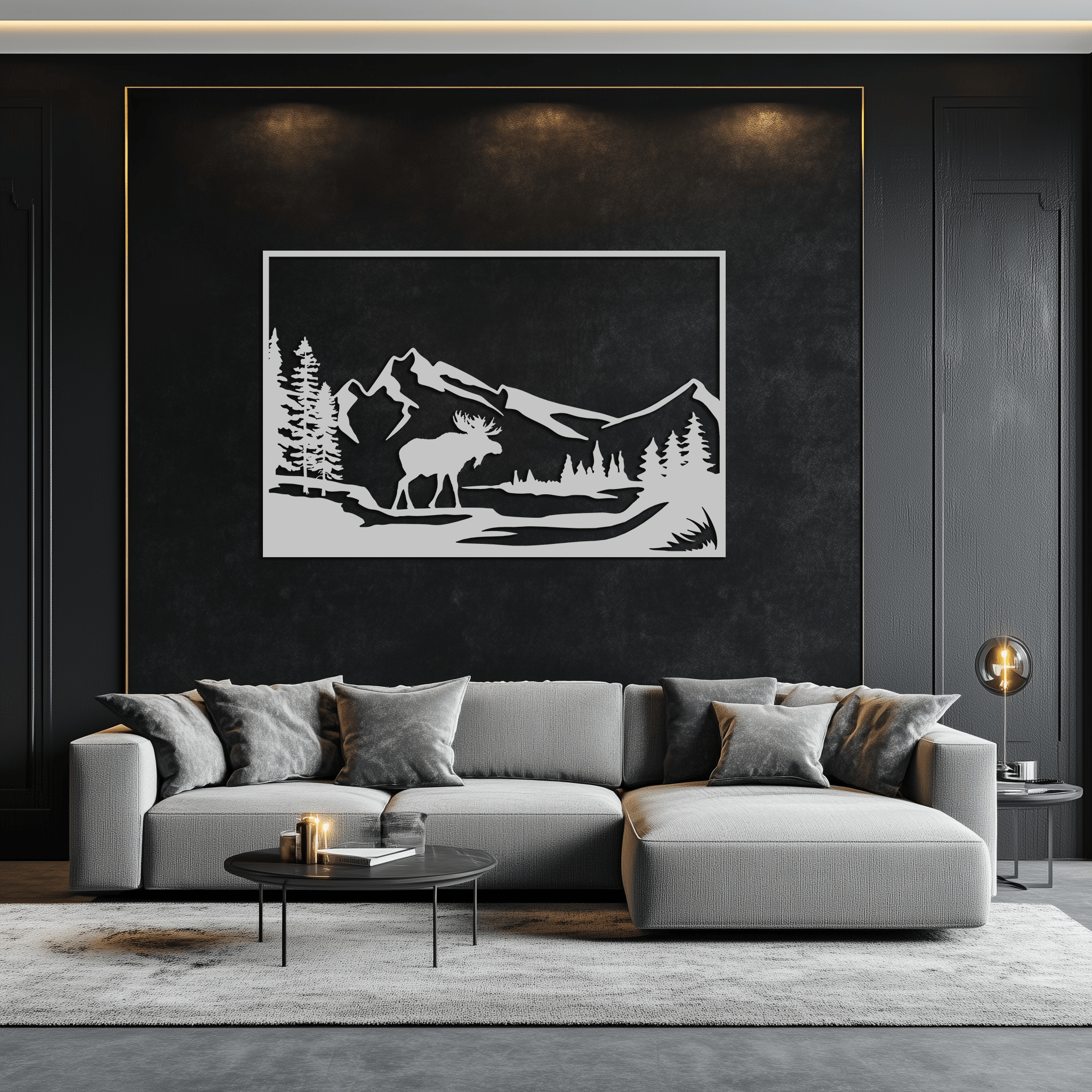 Mountain Moose Metal Wall Art - Steel Wall Decor for Home and Cabin - KAF020