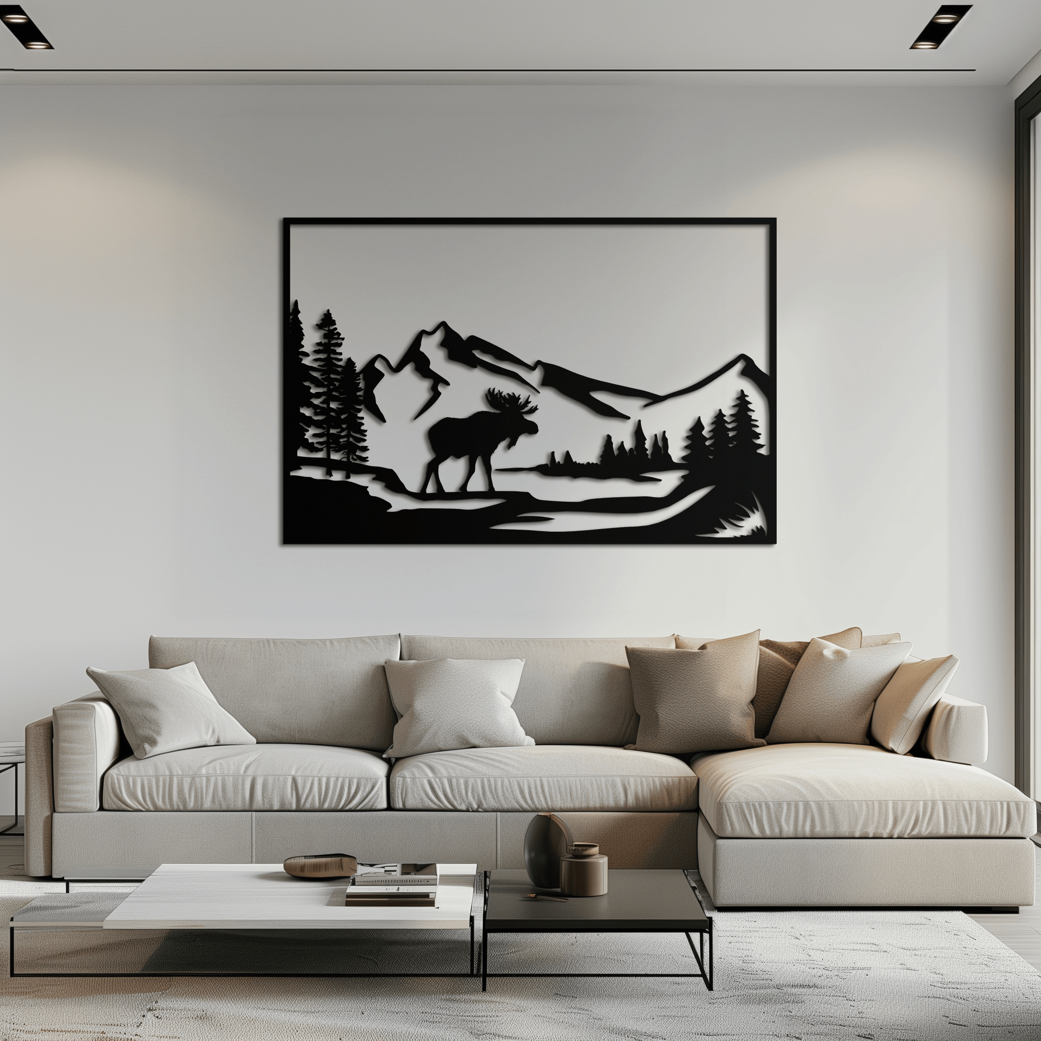 Mountain Moose Metal Wall Art - Steel Wall Decor for Home and Cabin - KAF020
