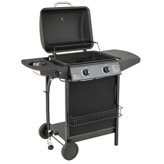 30 000 BTU Outdoor Burner Propane Gas Grill on Wheels-Black