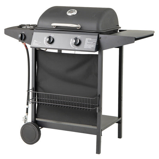 30 000 BTU Outdoor Burner Propane Gas Grill on Wheels-Black