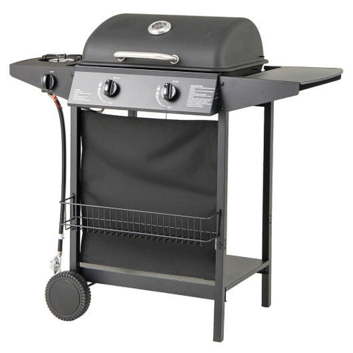 30 000 BTU Outdoor Burner Propane Gas Grill on Wheels-Black
