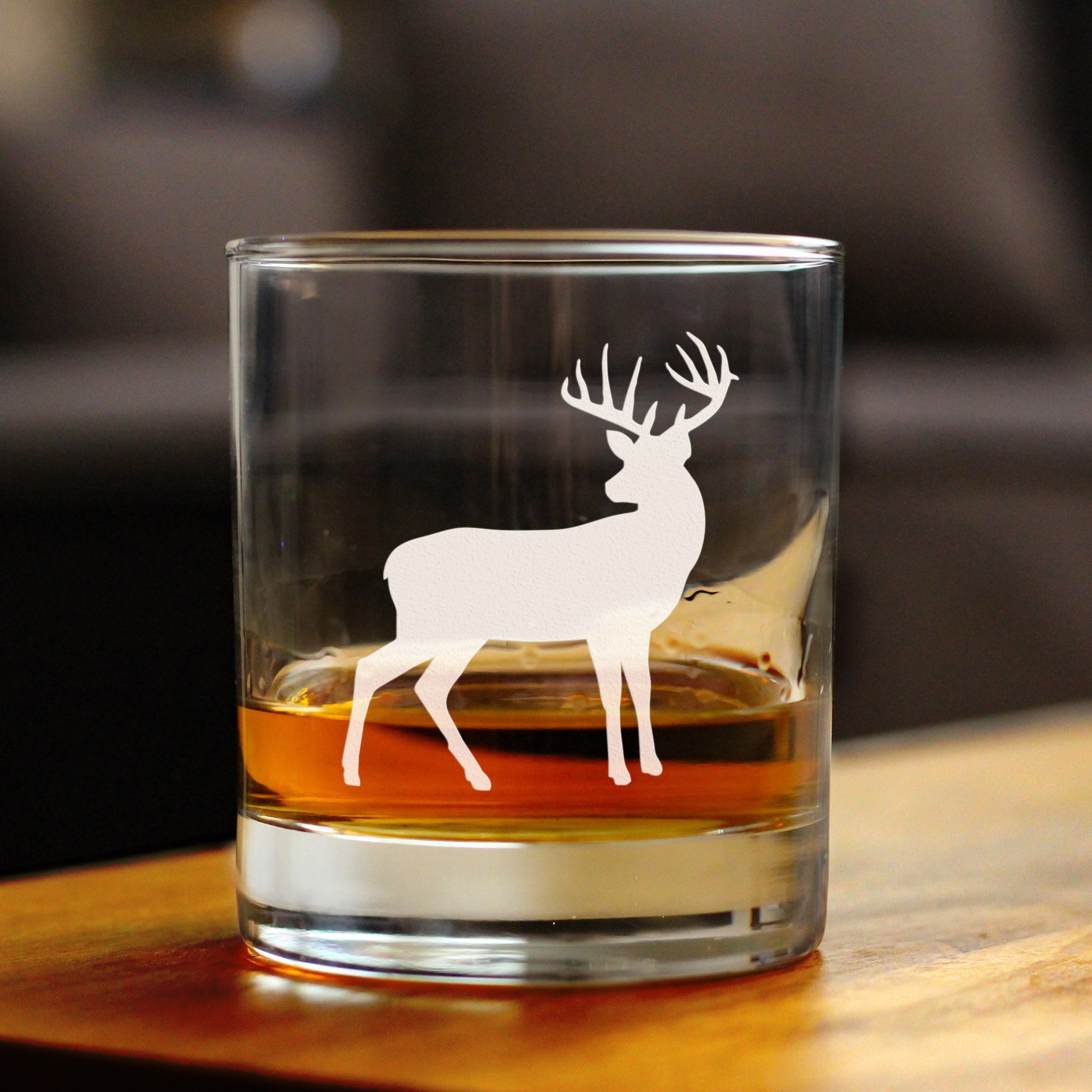 Deer Whiskey Rocks Glass - Cabin Themed Gifts or Rustic Decor for Men and Women - Fun Whisky Drinking Tumbler - 10.25 oz