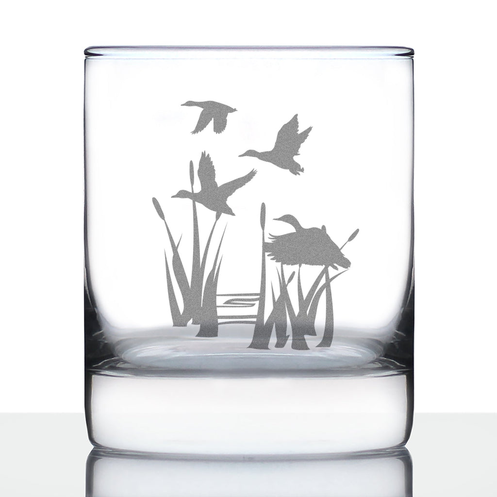 Duck Pond Whiskey Rocks Glass - Cabin Themed Gifts or Rustic Decor for Men and Women - Fun Whisky Drinking Tumbler - 10.25 oz