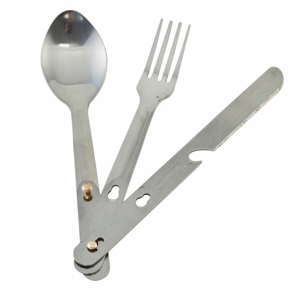 Stainless Steel Folding Utensil Set | Compact Camping Cutlery (Fork, Knife, Spoon)