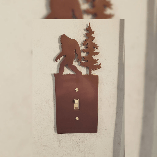 Bigfoot Metal Light Switch Cover – Forest Creature Plate – Powder Coated Steel (Single/Double Gang or Rocker) – Rustic Cabin & Garage Decor