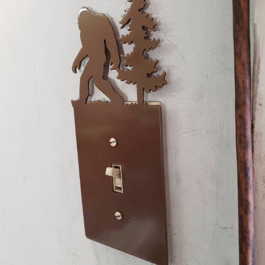 Bigfoot Metal Light Switch Cover – Forest Creature Plate – Powder Coated Steel (Single/Double Gang or Rocker) – Rustic Cabin & Garage Decor