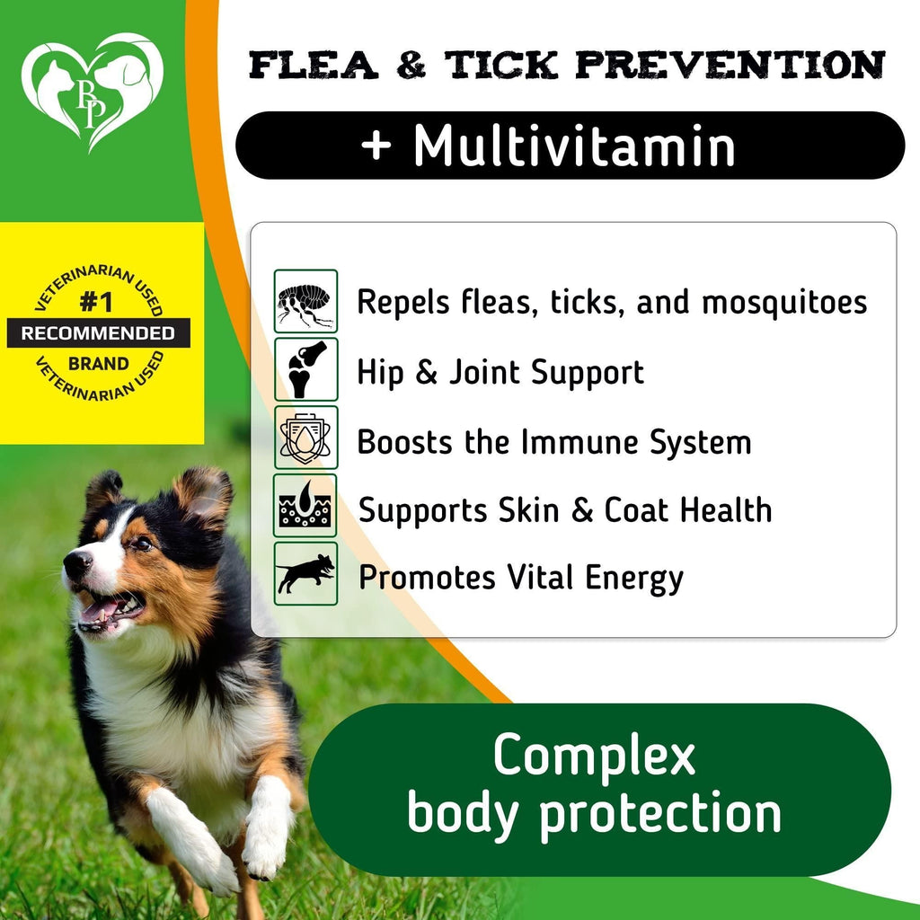 Flea and Tick Prevention Chewable Pills for Dogs Revolution Oral Flea Treatment for Pets & Complex Multivitamin Natural Pest Control Defense Chews Small Tablets 10 Oz