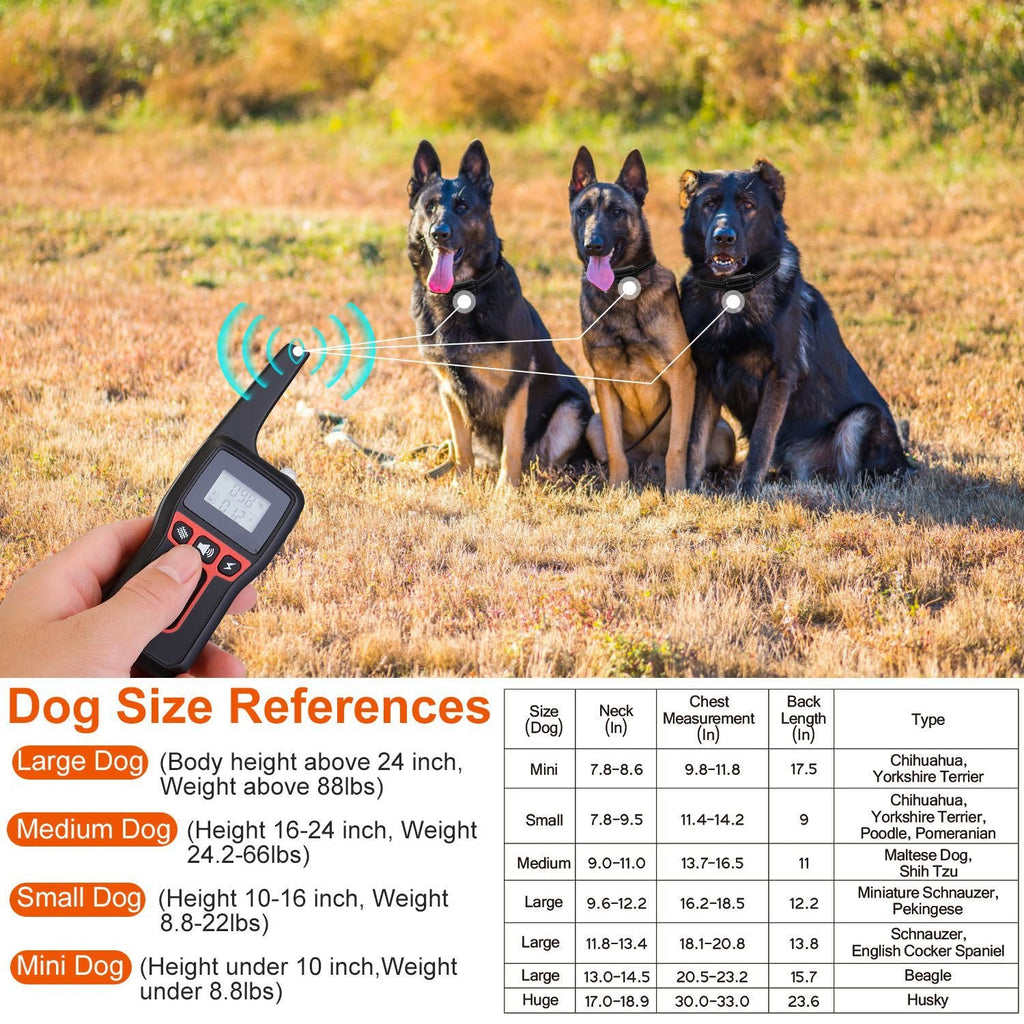 Long-Range Dog Training Collar - 3280FT Waterproof with Vibration, Beep & Shock Features