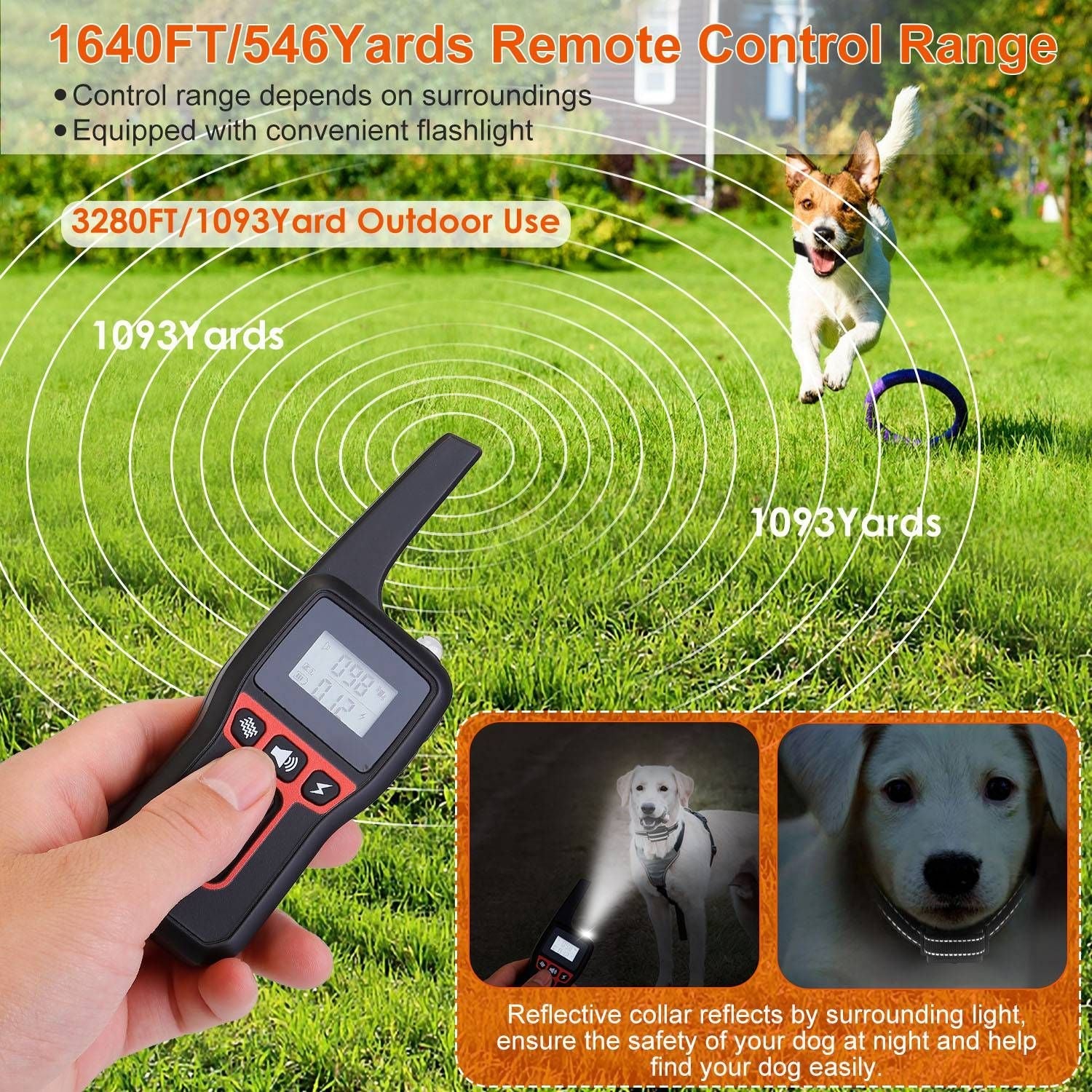 Long-Range Dog Training Collar - 3280FT Waterproof with Vibration, Beep & Shock Features