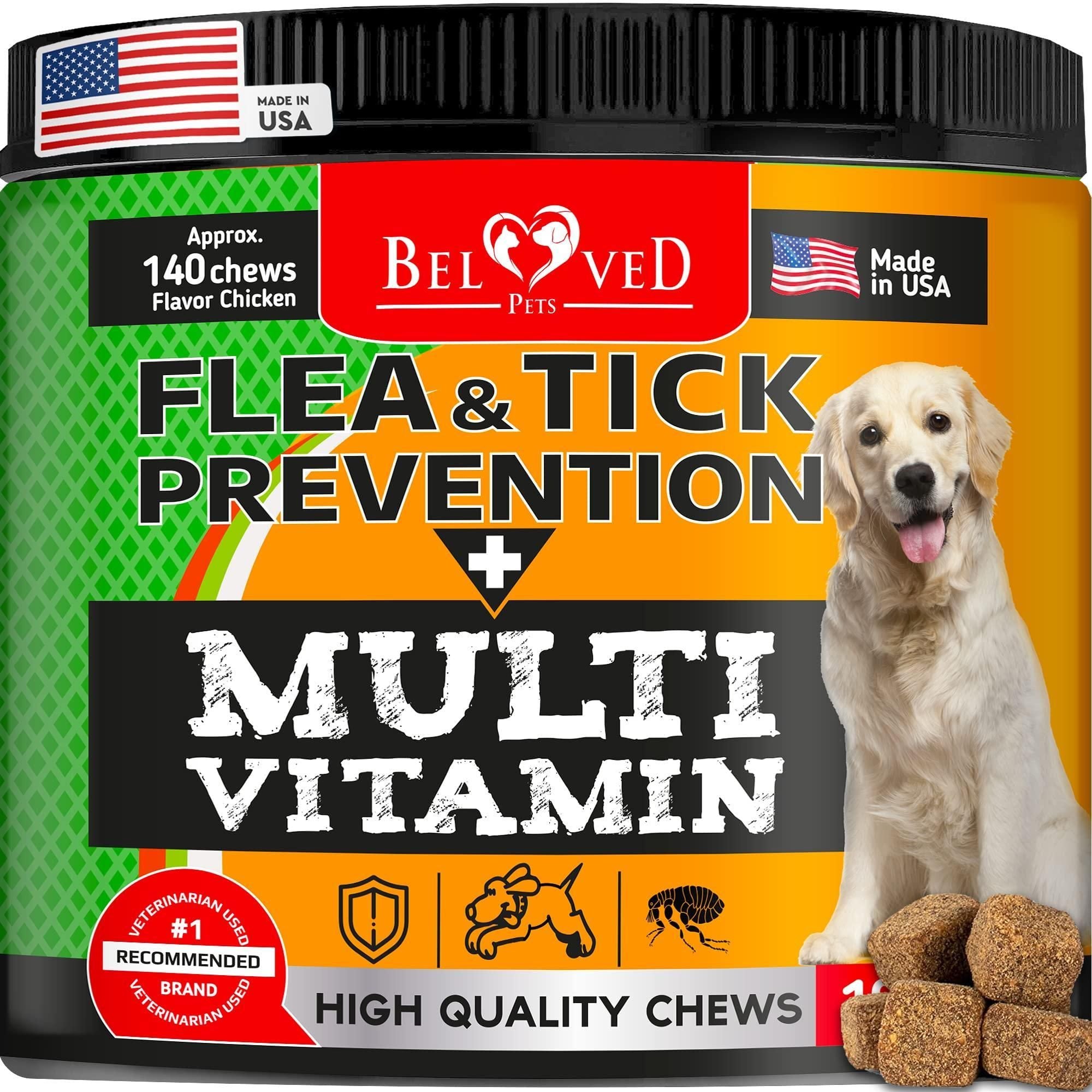 Flea and Tick Prevention Chewable Pills for Dogs Revolution Oral Flea Treatment for Pets & Complex Multivitamin Natural Pest Control Defense Chews Small Tablets 10 Oz