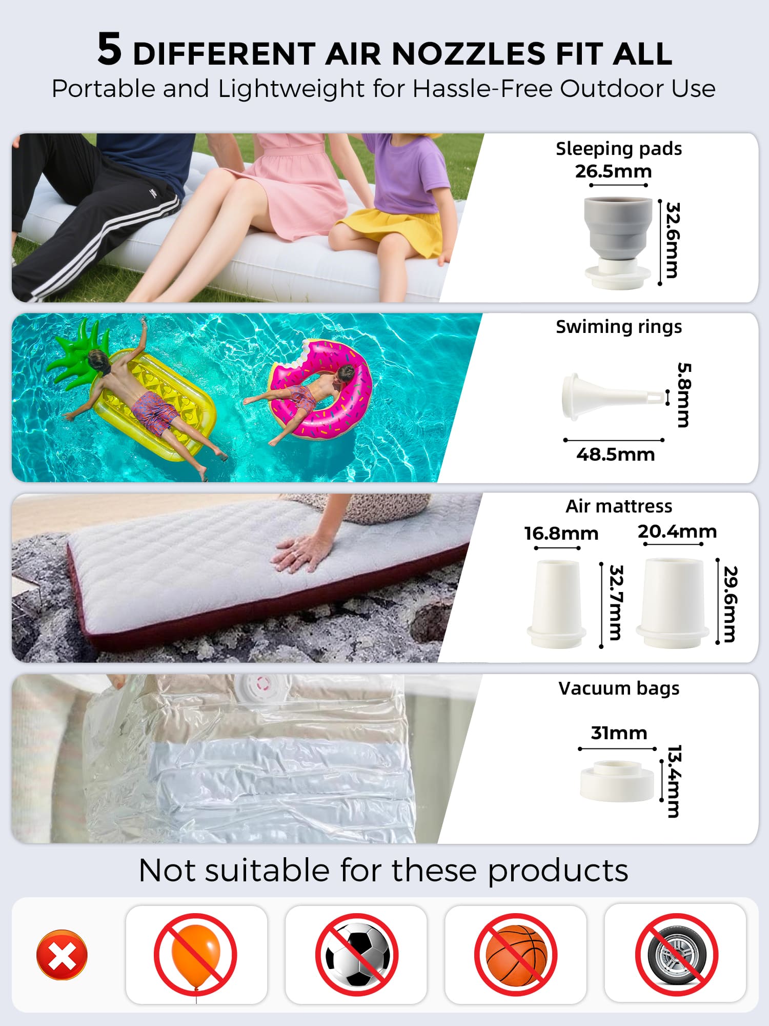 Qunature Mini Electric Air Pump for Camping & Outdoor Gear