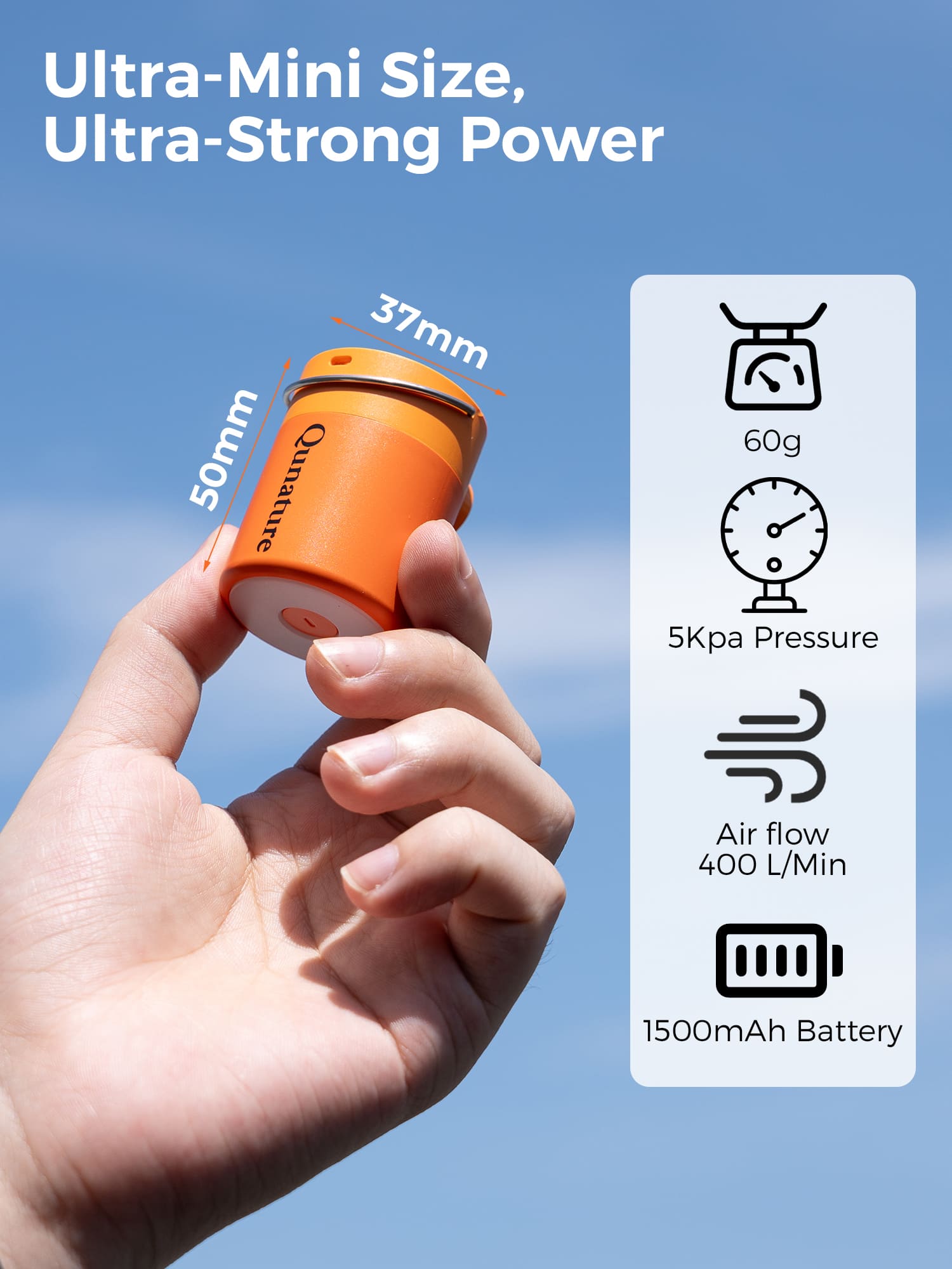 Qunature Mini Electric Air Pump for Camping & Outdoor Gear