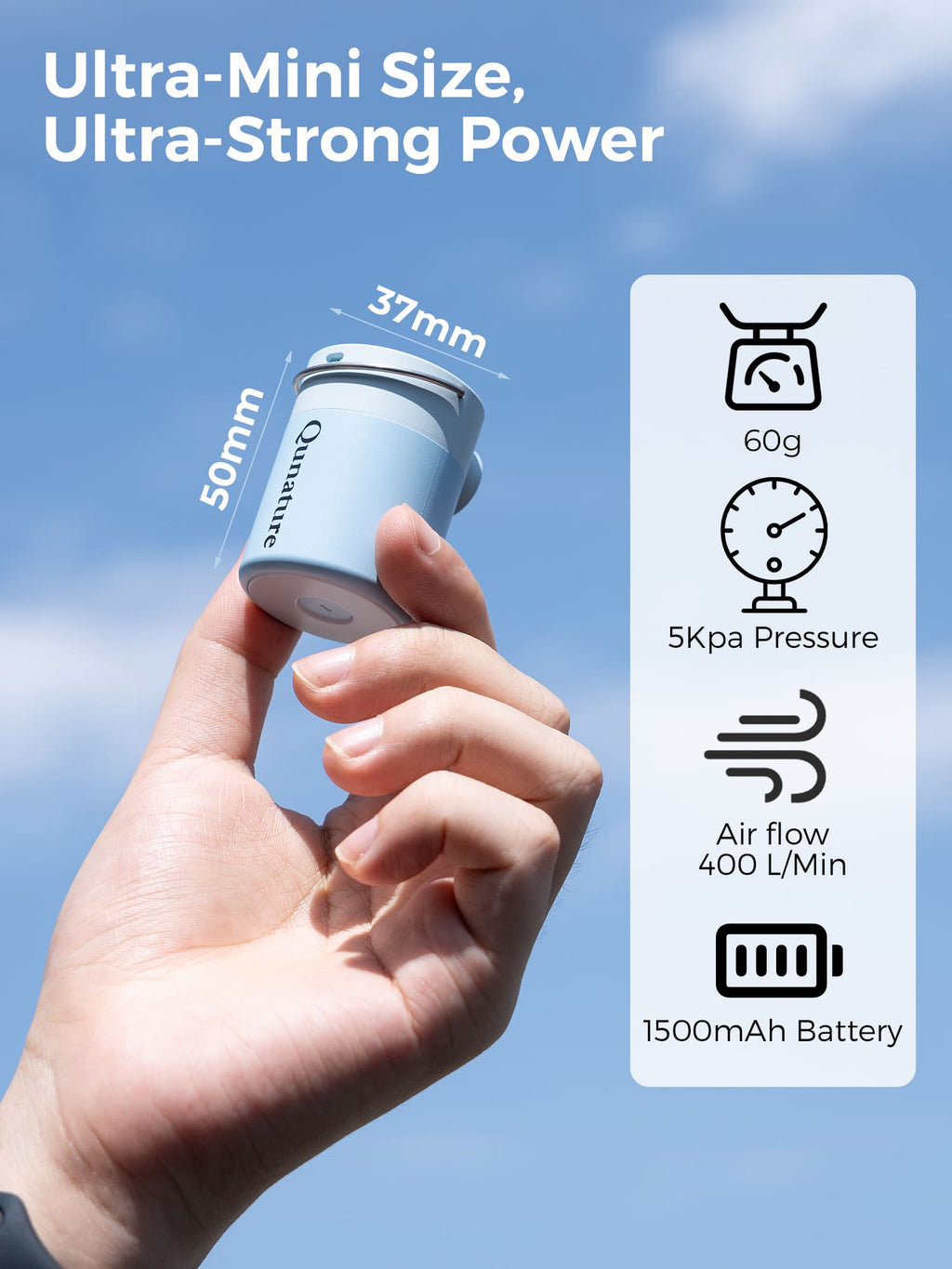 Qunature Mini Electric Air Pump for Camping & Outdoor Gear