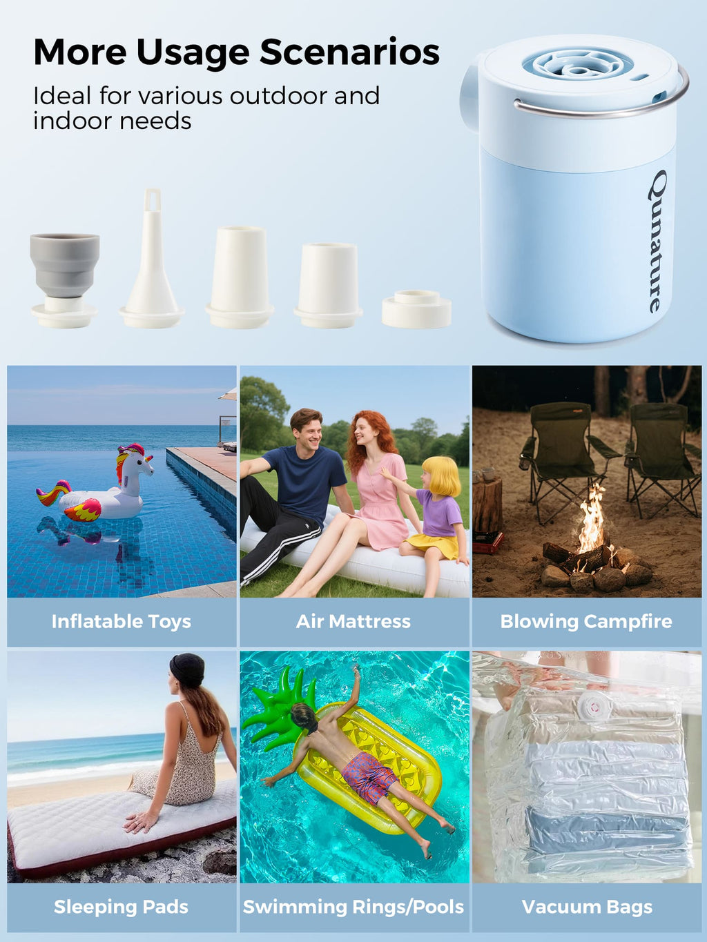 Qunature Mini Electric Air Pump for Camping & Outdoor Gear