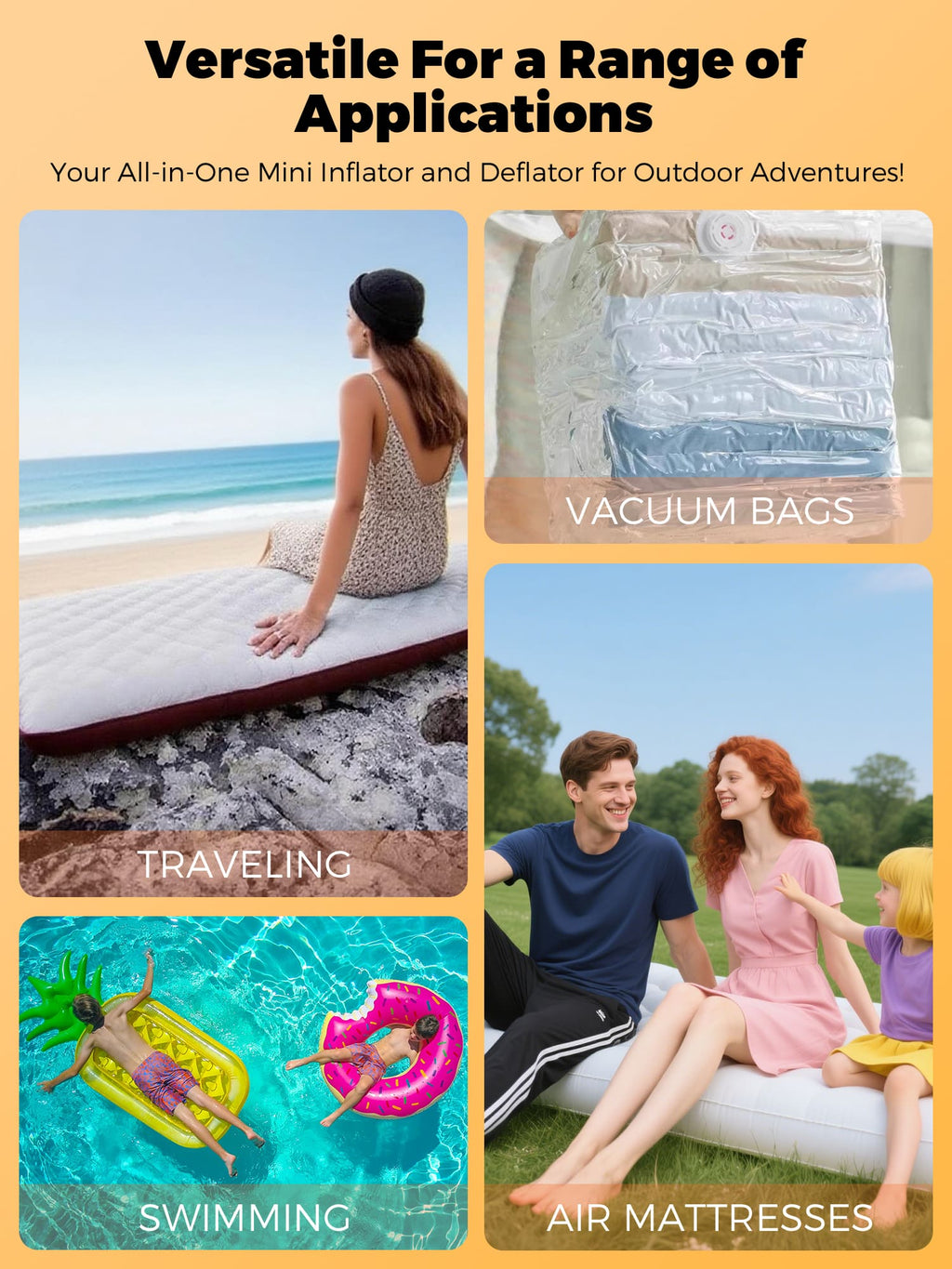 Qunature Mini Electric Air Pump for Camping & Outdoor Gear
