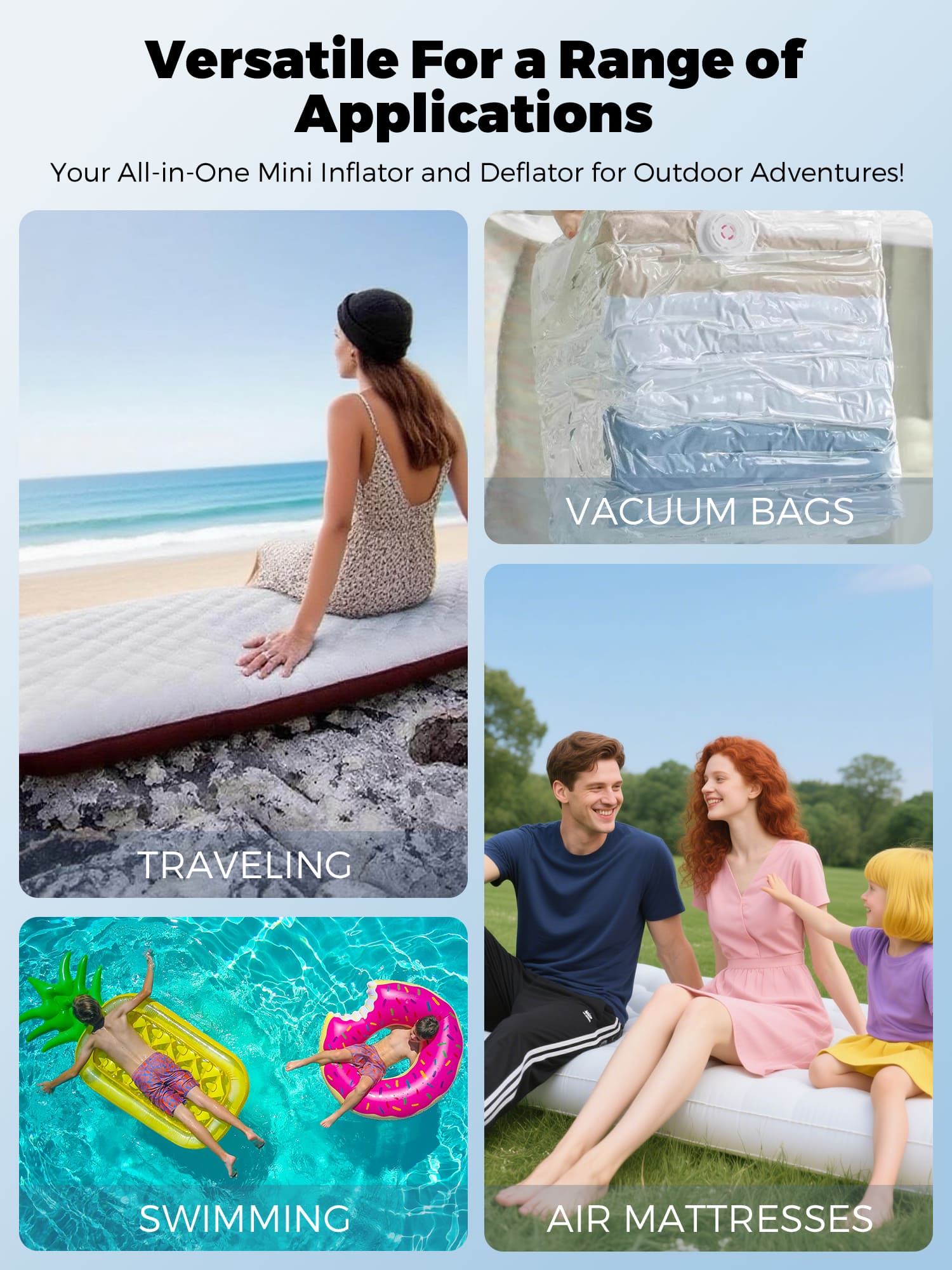 Qunature Mini Electric Air Pump for Camping & Outdoor Gear