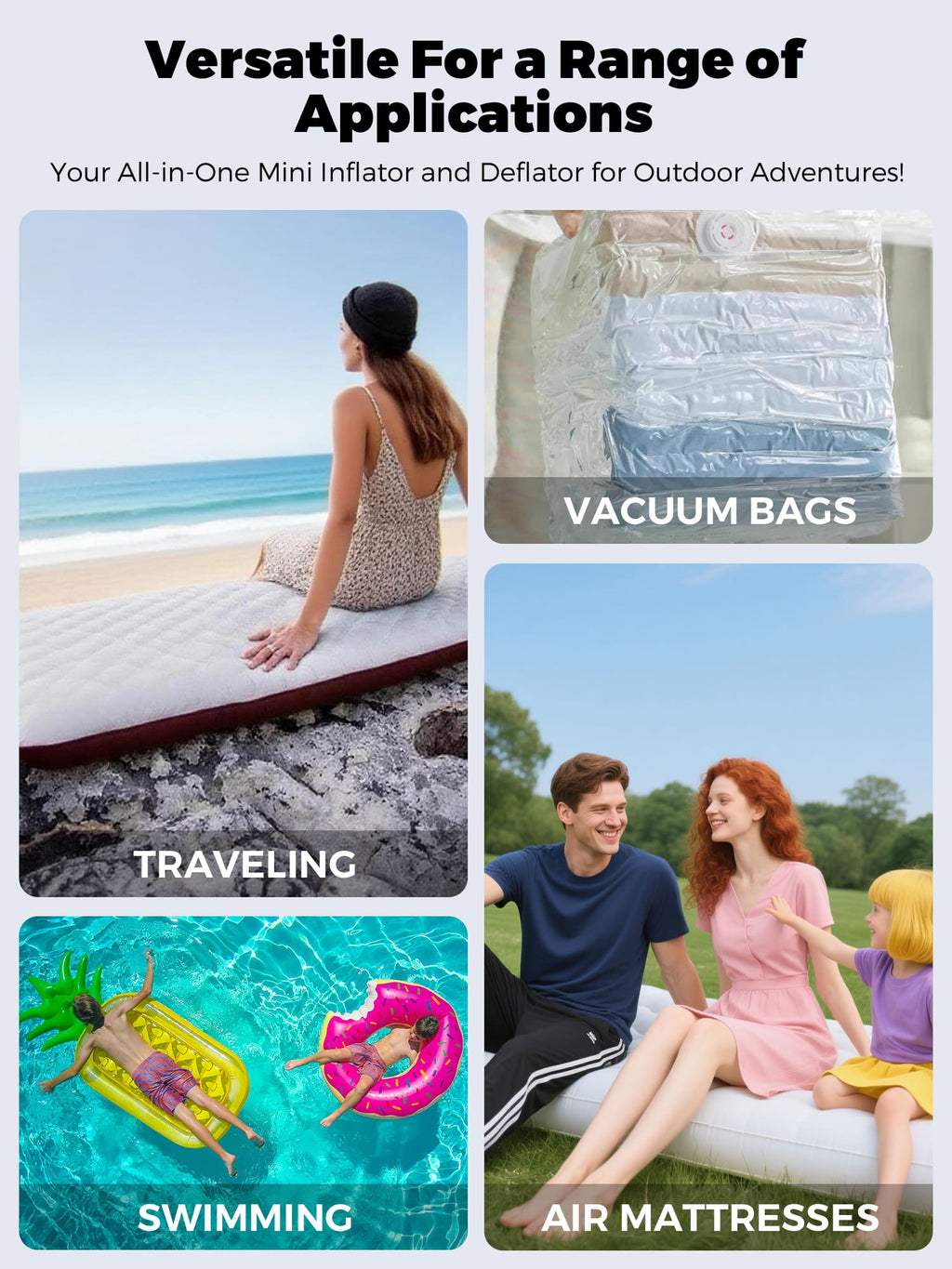Qunature Mini Electric Air Pump for Camping & Outdoor Gear